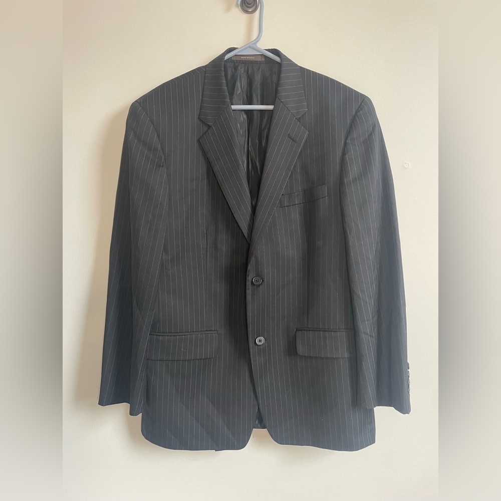 Tasso Elba 100% Wool Black Pinstripe Men’s Blazer Soze 40R Comero Woven in Italy